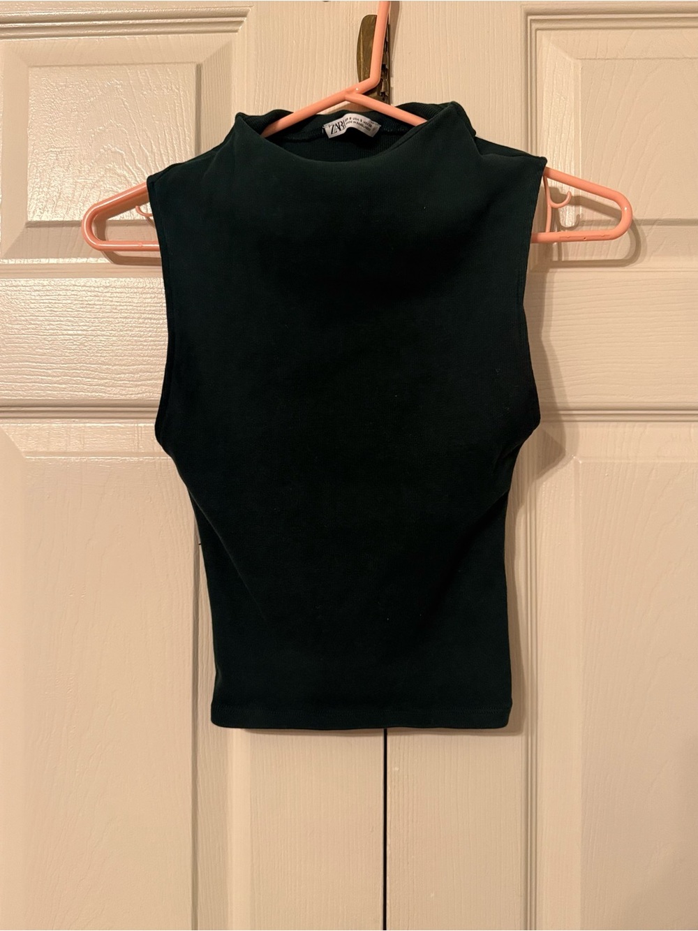 Zara Black Sleeveless Mock Neck Crop Top
